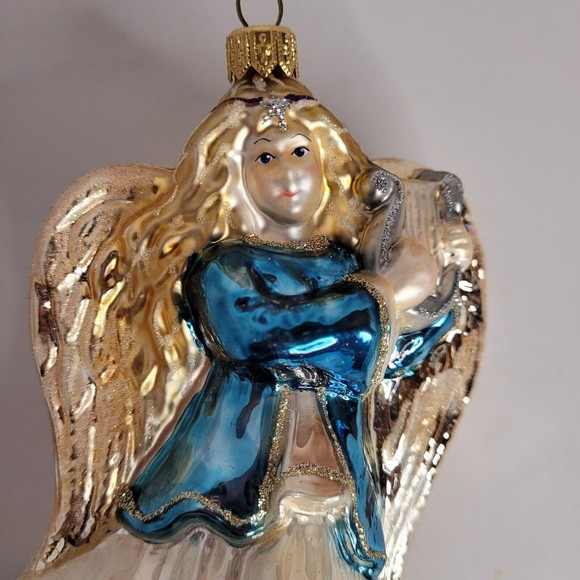 DILLARDS TRIMSETTER ANGEL w/ Harp Glass Ornament HANDCRAFTED in POLAND Christmas - Picture 4 of 7
